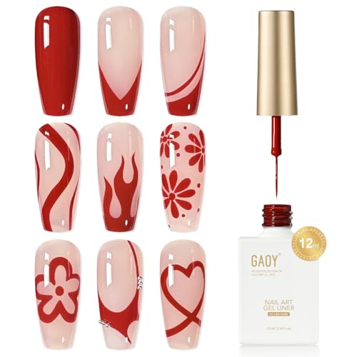 GAOY Red Swirl Gel Nail Polish Art Liner, 12ml Bright Red Color - color: Scarlet Red