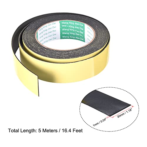 uxcell Sealing Foam Tape 30mm Wide 1mm Thick 5m/16.4ft Long, Self Adhesive Weather Strip for Window Door Insulation, Pack of 2 - size: 30mmx1mmx5m