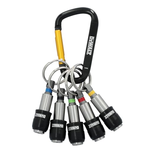 DEWALT Keyring Bit Holder Set 1/4 Inch Hex Bits, Durable Metal Bit Holder Key Chain (DWAFHLDKC5)