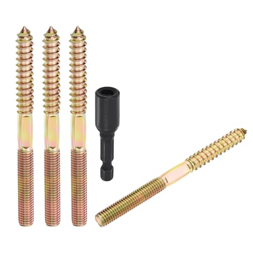 10pcs Hex Drive Hanger Bolts W/Driver M8-1.25x100 Zinc Plated - size: M8-1.25x100mm