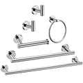 6 Pieces Polished Chrome Bathroom Hardware Accessories Set Hand Towel Ring 16&23.6 inch Round Towel Bar Toilet Paper Holder Towel Hooks 2 Pieces SUS 304 Stainless Steel,Heavy Duty,Wall Mounted - color: Polished Chrome, size: 6 piece 24"