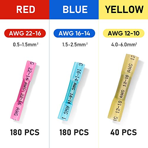 TICONN 400PCS Heat Shrink Butt Connectors, Crimp Wire Connectors Kit - size: Mix 400 PCS