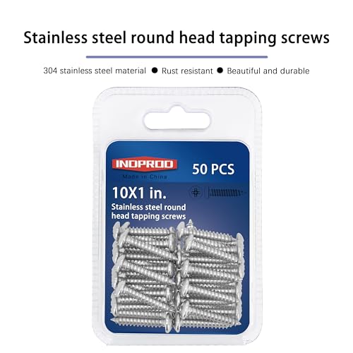 #10x1 Wood Screw, Phillips Pan Round Head, 304 Stainless Steel, Self Tapping Sheet Metal Screws, M5 x 25mm, 50-Piece - size: #10x1"(M5x25mm)
