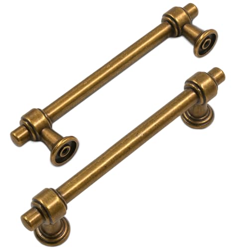 Amerdeco 10 Pack Antique Brass Cabinet Pulls 5 Inch(128mm) Hole Center Drawer Pulls Cabinet Hardware Kitchen Cabinet Handles for Bathroom ZH0069 - color: Antique Brass, size: 5" Hole Center
