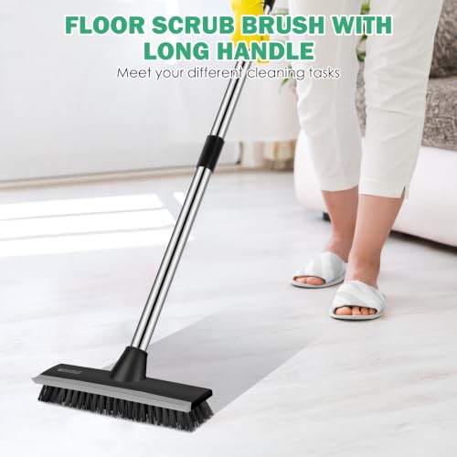SetSail Floor Scrub Brush, 51-Inch Adjustable Long Handle Brush, Black Grey - color: Black Grey, size: 10in