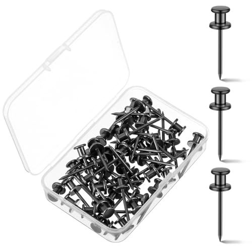 Watersay 50 Pcs Double Headed Picture Hanging Nails, Black, Gongzi - color: Black, style: Gongzi