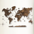 AWESOMETIK WALNUT 3D World Wood Map | 3D Wood Map of the World Easy Installation with Double Sided Tape Includes Add Ons Premium Durable Plywood Ideal for Home and Office Decor M, L, XL
