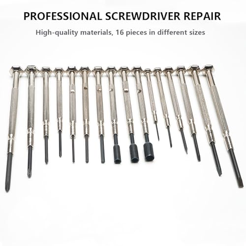 16 PCS Mini Precision Screwdriver Set - Premium Mini Screw Driver Set Kit - 16 Different Sizes of Flat Head Philips for Electronics, Toys, Computer & Watch Repair