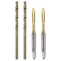 uxcell Metric Tap & Drill Bit Set, 2pcs M3 x 0.5 Spiral Point Thread Taps Titanium Coated and 2pcs 2.5mm Twist Drill Bits Roasted Yellow, Screw Tapping Threading Tools - size: M3 x 0.5 + 2.5mm