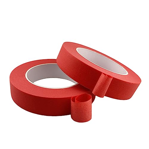 Red Masking Tape, 1 Inch x 55 Yards, 2 Rolls - color: Red