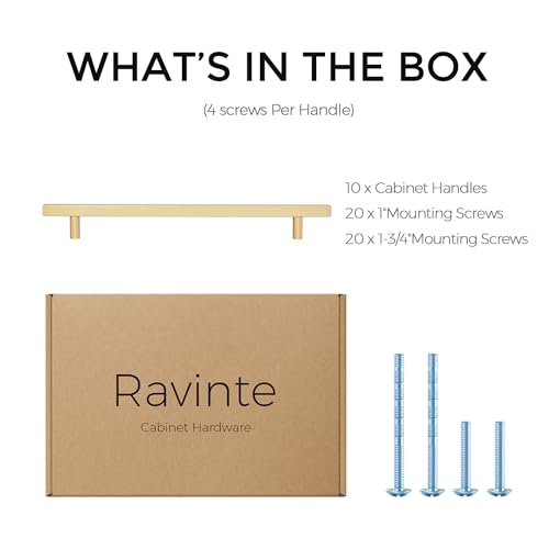Ravinte Champagne Gold Handles Square Cabinet Hardware 10 Inch 10 Pack - size: 10" Hole Center