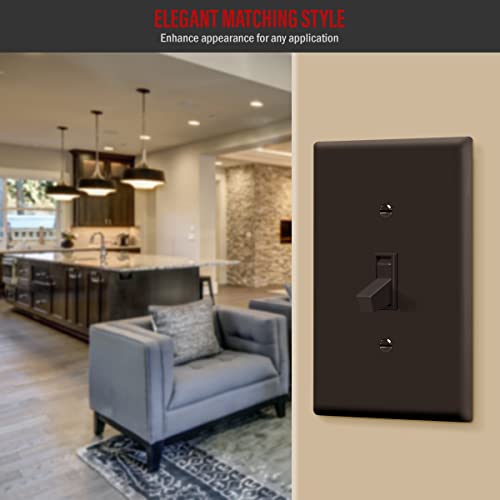 ENERLITES Mid-Size Toggle Light Switch Wall Plate Cover, 1 Pack, Brown - color: Brown, size: Mid-Size