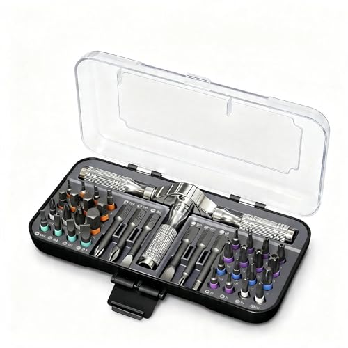 Magnetic Precision Screwdriver Set 39 in 1, Alloy Tool Steel, Multi Bit Magnetic Drive Kit with Detachable Ratchet Handle, Portable Compact Sturdy Tool Case for Furniture Electronics Bicycle
