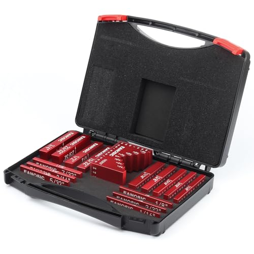 EANOSIC Setup Blocks Woodworking Tools - 16 PCS Height Gauge Block Set with Easy Block, Precision Ruler-Marked Bars - Solid Aluminum Alloy Setup Barsn Saw Gauges for Router and Table Saw Set Up - style: 16 Pcs-Inch(Easy Block)