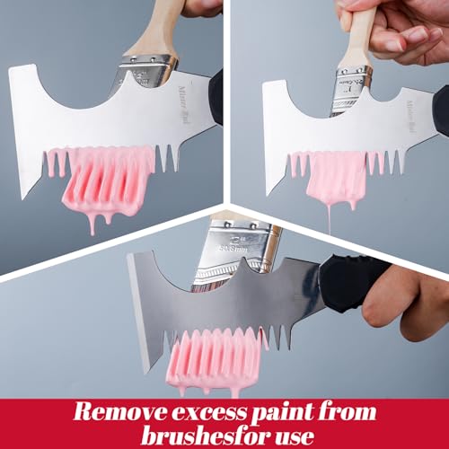 Mister Rui Angled Paint Brushes 3 Pieces Set, with Paint Brush Comb Cleaner - size: 3PCS, 2", 2.5", Paint Comb