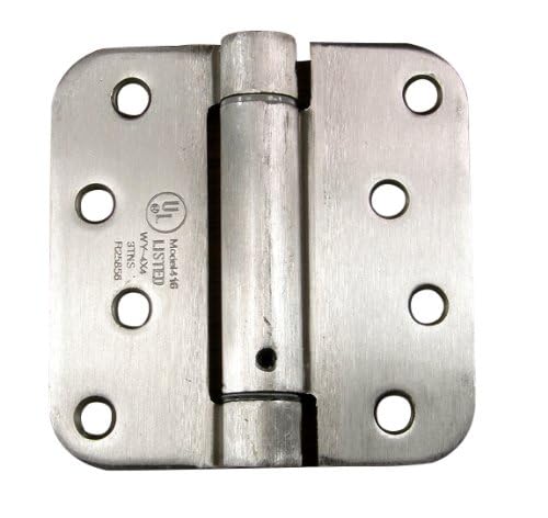 Self Closing Spring Hinges Satin Nickel 4 Inch - 5/8 Inch Radius 2-Pack - color: Satin Nickel, size: 4" x 4" with 5/8" radius (Pack of 2)