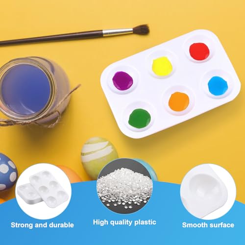 25 PCS Plastic Paint Palettes, 6 Wells Rectangular White Tray Palettes for DIY Craft and Art Painting Party Watercolor (4.72 * 3.26 inch)