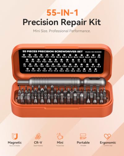 LIFEGOO 55-in-1 Precision Screwdriver Set Mini Magnetic Repair Tool Kit - color: Orange