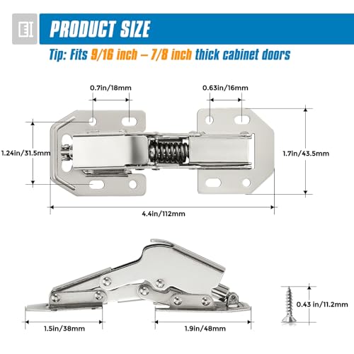 Ravinte Hidden Cabinet Hinges, Concealed Cabinet Hinges Soft Close, 2 Pack