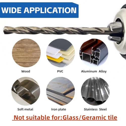 5 Pieces 3/8 Inch Cobalt Twist Drill Bit,135° Split Point,HSS M35 Fully Ground,SAE Jobber Bits for Stainless Steel,Metal,Cast Iron,Aluminum Alloy - size: 3/8"(5pcs)