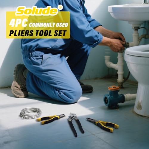4-Piece Pilers Set with10 Inch Groove Joint Pliers, Adjustable Wrench and 6 Inch Long Nose, Lineman's Pliers for Home Use and DIY Project - style: 4 Pack 6" & 10"