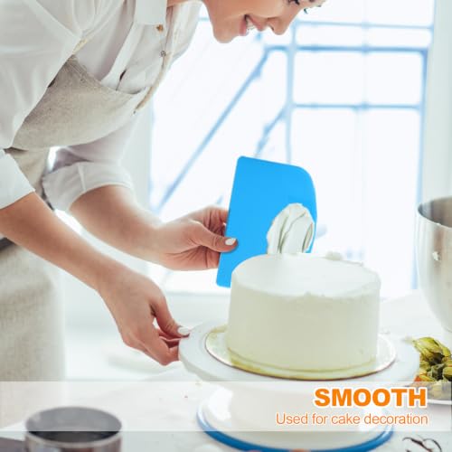 3 Pieces Food Dough Scraper, Plastic Multi - Purpose Kitchen Pastry Cutting Tool, Flexible Bowl Scraper with Curved Edge, Cake Baking Bench Scraper