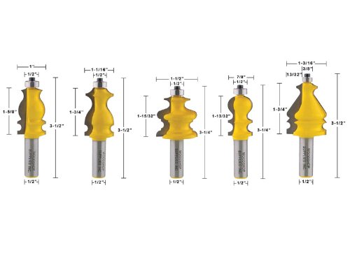YONICO Architectural Molding Router Bits Set 10 Bit 1/2-Inch Shank 16101 - style: 10 Bit Set - 1/2" Shank