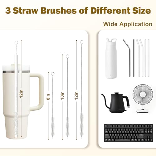 XYFuuee 5Pcs Water Bottle Cleaner Brush Set 5 in 1 Cup Straw Cleaning Brush - color: Orange