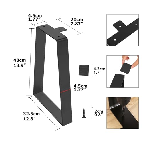 19 '' Trapezoid Metal Table Legs, Heavy Duty Replacement Furniture Feets for DIY Coffee Tables, Modern Desks, Night Stands, Bench, Sofa, Dining Desk Legs Set of 2(Bear Up to 400lb) - size: 19 '' Trapezoid 1