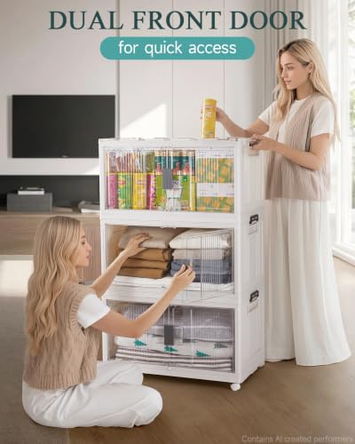 OlarHike 97QT Storage Bins with Lids for Closet, Garage, Shelves, 3 Pack - size: 97QT-White