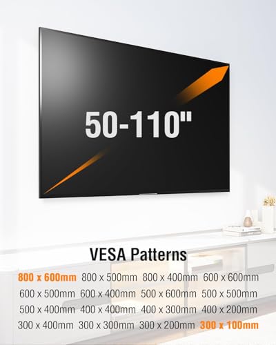 ELIVED Heavy Duty TV Mount for 50-110" TVs, Max VESA 800x600, 250 Lbs Load - size: TV 50-110", Slim Motion