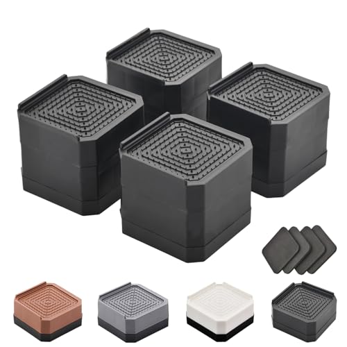 EclatBain Adjustable Bed Risers 3.6&5.3 Inch, 4000 lbs, 4 Large Pack Black - color: Square-4 Pack-black, size: Lg 2 Layer(3.6inch)