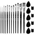 Depvision Face Paint Brushes Set 12 Pcs Face Painting Brushes and Sponges Set Professional Paint Brushes for Body Art Painting Acrylic Oil Watercolor Artist Paintbrush for Halloween Cosplay with Case