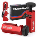 Red Cocowin Tall Stair Gauges for Framing Square with Holder and Carabiner Stair guages Knobs Tool for Circular Saw Metal Stair Stringer Layout Tool for Carpentry Squares Stair and Rafter Gauge Clamps - style: 1 Pack Red