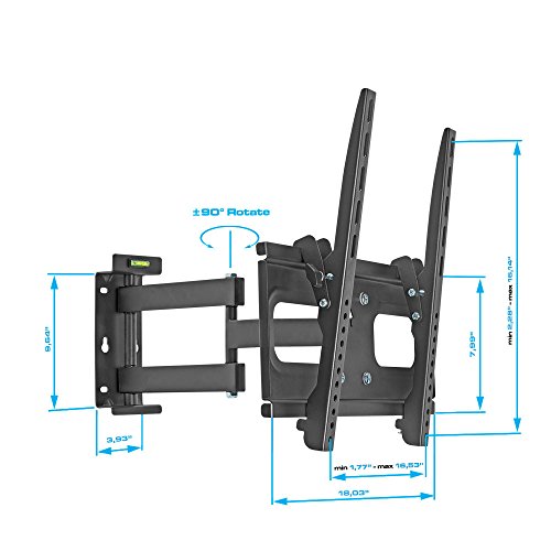 Cmple - Heavy Duty Full Motion Curved TV Wall Mount TV Bracket for 32-55 inch TV up to 99lbs, Adjustable Strong Full Motion TV Mount with Swivel Tilting Articulating Single Arm, VESA Max 400x400mm - size: 32 - 55 inch Stud/Concrete