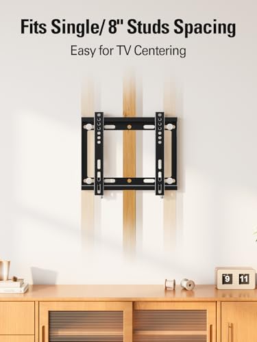 Mounting Dream Fixed TV Wall Mount Bracket for Most 17-42'' Flat Screen TV | Fixed TV Mount for VESA 50X50 to 200x200mm, 44 lbs, 8”/Single Stud, Flush Low Profile Wall Mount MD2351 - size: Fixed for 17"-42" TV & 8" Studs