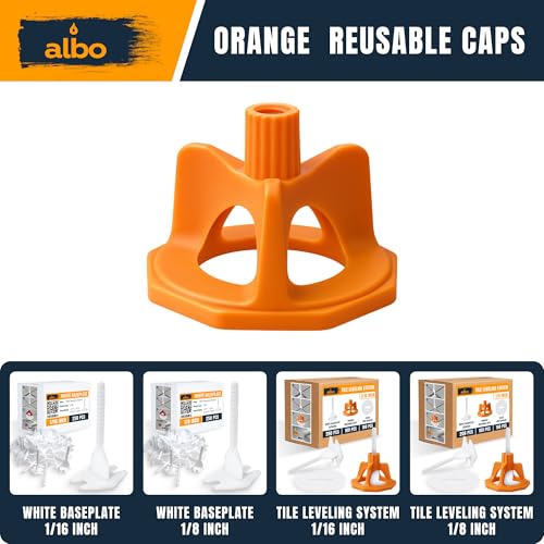 ALBO Reusable Caps 100 PCS for Tile Leveling System - Orange Replacement Caps for Floor & Wall Spacers - Anti-Lippage Installation Tools, Self-Leveling Spacer Kit for Ceramic, Stone & Tile Formats - style: Reusable Caps 100 PCS