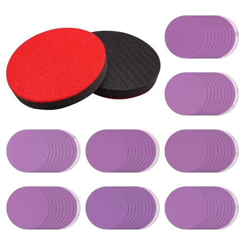 Taokyid 3 Inch Foam Sanding Pad Set 2Pcs + 80Pcs Ceramic Sanding Discs