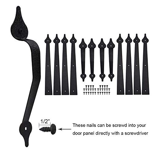 WINSOON Decorative Metal Garage Door Hardware Screw in, Black Steel, 2 Sets - size: 2Packs
