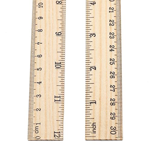 25 Pack Wooden Ruler 12 Inch Rulers Bulk Wood Measuring Ruler Office Ruler 2 Scale - color: 25 pieces-12inch