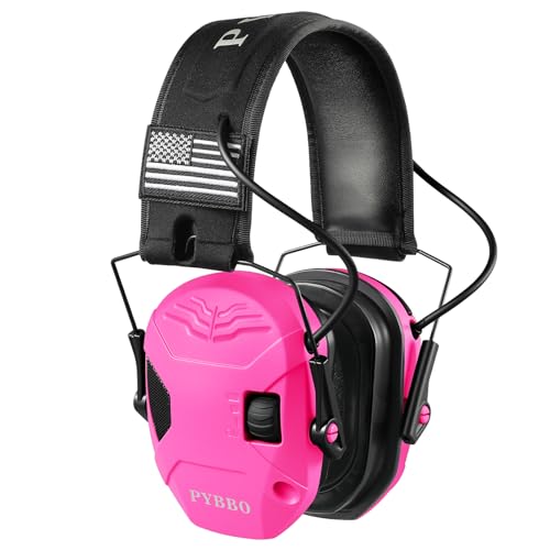 Electronic Shooting Ear Protection w/Gel Pads, 23dB NRR Active Noise Reduction & 3X Amplification Headset for Shooters - color: Pink