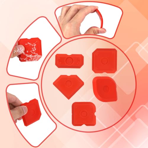 Tinoaly 10pcs Caulking Tool Kit, Silicone Reusable Sealant Grout Finishing Tool Set Portable Sealant Scraper Suitable for Kitchen Bathroom Floor Sink (Red) - color: Red