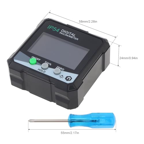 Digital Level Angle Gauge Meter, Magnetic Protractor Inclinometer, Angle Finder Level Box with AAA Battery and screwdriver for Woodworking, Table Saw,Construction with Magnetic Base - size: Small