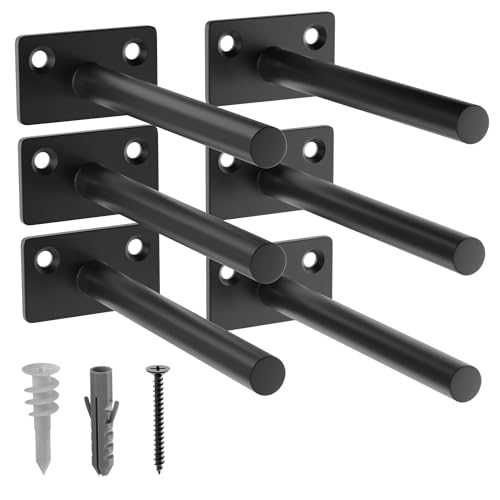 LEOPO 6-Pack 5 inch Floating Shelf Brackets, Hidden Shelf Bracket for Wood - color: Black-6Pack, size: 5 Inch