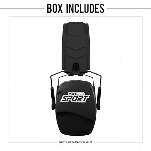 ISOtunes DEFY Slim Passive Earmuffs: Noise Isolating Over-Ear Hearing Protection with Foam Cushions, and Adjustable Headband - color: Matte Black