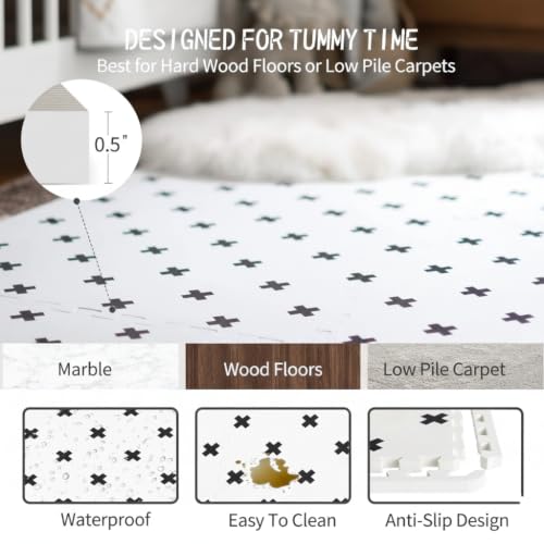 Yay Mats Extra Large Puzzle Play Mat, Brooklyn Cross - color: Brooklyn Cross White