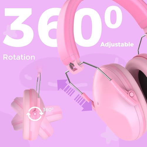 ProCase Kids Noise Cancelling Headphones Ear Hearing Protection, Pink - color: Light Pink
