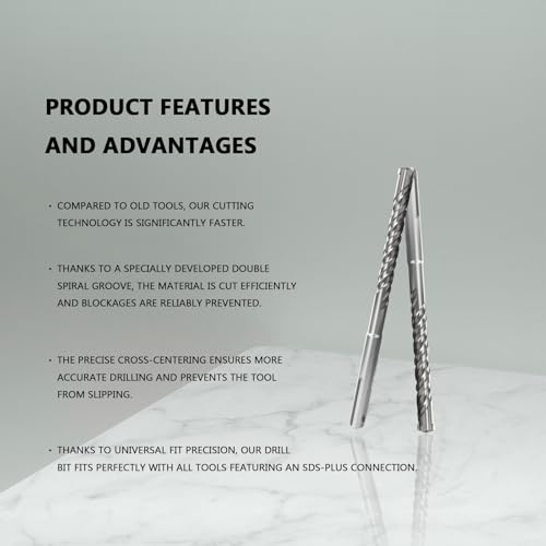 CATITO 7/16" x 6.3" SDS Plus Rotary Hammer Drill Bit, Professional Masonry Drill bit for Bricks, Cement Walls, and Concrete - size: 7/16 inch（11mm）, style: Length: 6.3"（160mm）