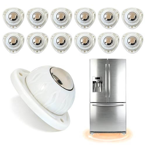 Heavy Duty Self Adhesive Furniture Casters 12 Pack Stick-On Swivel Wheels - color: White-12