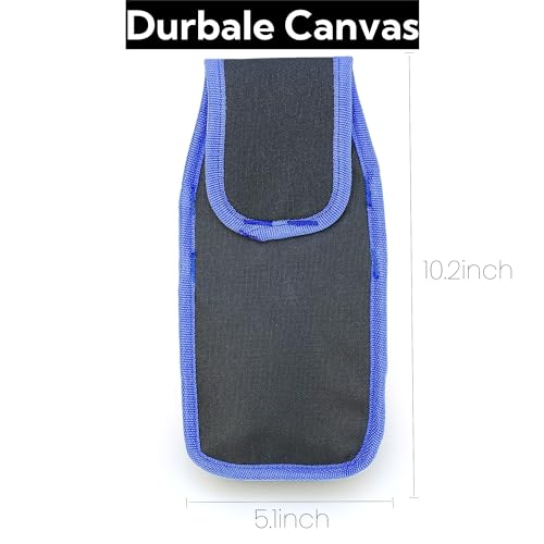 Small Canvas Tool Pouch with Adjustable Belt for Electricians, Carpenters, and Mechanics, 6-Pocket Tool Organizer Utility Tool Belt with Handy Hanging Loop, 5x10 Inch - color: blue black-1pcs